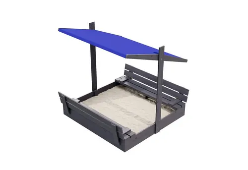 QLS Holz-Sandkasten 120 cm mit Sitzbank und Dach - Robuster Sandkasten mit imprägnierter Abdeckung für stundenlangen Spielspaß im Freien. Ideal für Kinder von 1 bis 16 Jahren. Perfekt für den Garten!