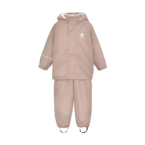 Celavi Jungen Regenanzug Misty Rose 524 - Regenjacke und Latzhose in Rosa, atmungsaktiv und wasserfest mit 5000 mm Wassersäule - ideal für aktive Kinder bei jedem Wetter.