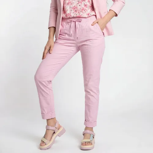 Schlupfhose Damen Stretch Jeans Gr. 36-48 mit Gummizug - Leichte Damen Sommerhose in Chino-Optik. Der elastische Bund und der feine Stretchanteil sorgen für hohen Tragekomfort und eine perfekte Passform. Ideal für entspannte Tage!