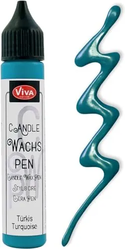 Viva Decor Wachs Pen 28ml (Türkis) Premium Candle Liner & Wax-Pen - Ideal für individuelle Kerzengestaltung - Hochwertiger Wachs-Stift zum Anmalen, Verzieren & Personalisieren