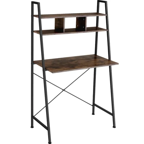 TecTake Schreibtisch Exeter - Industrial Holz dunkel 85,5x46,5x140cm - Schreibtisch im rustikalen Industrial Style, mit stabiler Spanplatte und praktischen Staufächern für Ordnung. Ideal für kreative Arbeitsplätze und stilvolle Einrichtung.