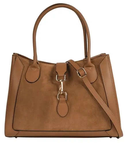 Shopper SAMANTHA LOOK - Elegante Damenhandtasche aus Leder, cognac - Handtaschen in cleanem Design, aus 100% italienischem Rindleder, ideal für stilbewusste Frauen, die Funktionalität und Mode vereinen möchten.