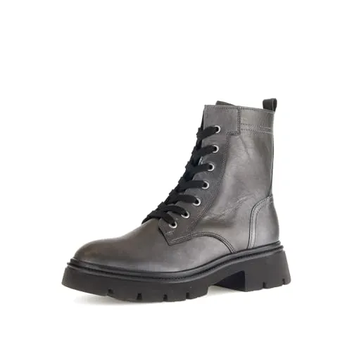 Gabor Damen Combat Boots - Warme, gefütterte Stiefeletten für den Winter - Wanderschuhe: Komfortable Combat Boots aus Glattleder, ideal für kalte Tage mit flauschigem Innenfutter und robustem Blockabsatz.
