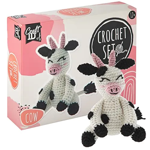 Craft ID Kuh-Häkelset | Amigurumi-Set | Häkelpaket | Häkelnadelset Kinder und Erwachsene | Häkelpakete Kuscheltiere | Häkelset-Tiere | Erfahrene Häkeler | Crochet kit