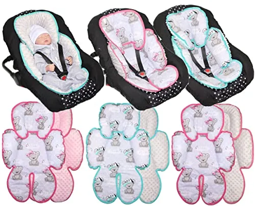 Primawela Sitzverkleinerer Minky - Baumwolle Baby Auto Kindersitz Babyschale Einlage Einsatz (Girl + Rosa)