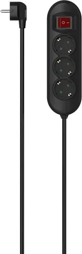 Hama Steckdosenleiste 3-fach, Schalter, 1,4 m, Schwarz