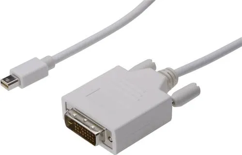 Digitus Mini-DisplayPort DVI Adapterkabel - 200 cm, hochwertiges weißes Kabel für optimale Verbindung zwischen Mini DisplayPort und DVI Geräten