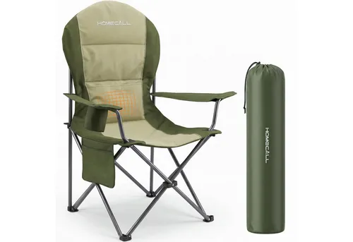 HOMECALL Campingstuhl Hochlehner 108cm mit Lendenwirbelstütze Klappstuhl Angelstuhl Faltbar (Bis 150kg, gepolstert, faltbar, stabil, 1 St), für Camp Garten Balkon