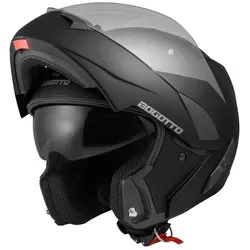 Bogotto V280 Klapphelm XS - Schwarz für Männer - Motorradhelm mit thermoplastischer Schale, kratzfestem Visier und integriertem Sonnenvisier für optimalen Schutz und Sicht.