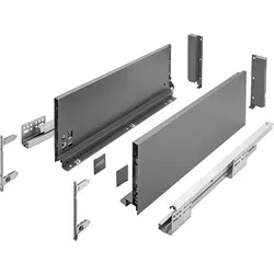 MS Beschläge Schubkasten Set 250mm, Anthrazit - Zubehör für Möbel: Effektives Schubladensystem mit Soft Close Funktion für sanftes Schließen und hohem Bedienkomfort. Ideal für moderne Küchen und Wohnräume.