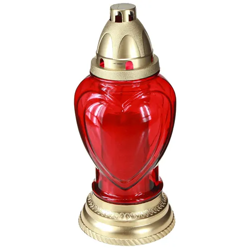 Rot Herz Grablicht Glas Grablaterne Ø10,5cm H25,5cm Deko