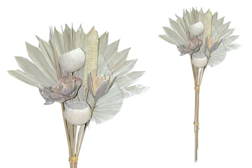 Trockenblume Grabstrauß BOHO Style Exotic Palmspear white wash 60cm Exoten, finehomegarden, Höhe 60 cm, Grabdeko Grabgestecke Alleheiligen Totensontag Trockenstrauß
