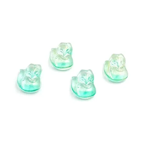 Glasanhänger Fuchs mit grüner und Goldener Spotlackierung 4 Stück zum Schmuck basteln für Erwachsene