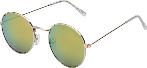 Damen Herren Sonnenbrille Rund Form Verspiegelt 80er Modern Urlaub Strand 30568 Grün-Rosa