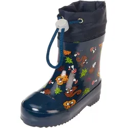 Playshoes Jungen Unisex Gummistiefel mit Halbschaft - Wasserfeste gefütterte Regenstiefel mit niedlichen Waldtieren, ideal für nasse Tage und Abenteuer im Freien.