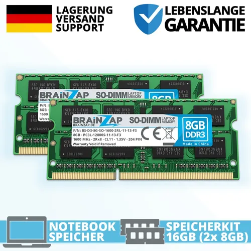 16GB 2x8GB DDR3 RAM SO-DIMM 2Rx8 PC3L-12800S-11-13-F3 1.35V CL11 Notebook Laptop