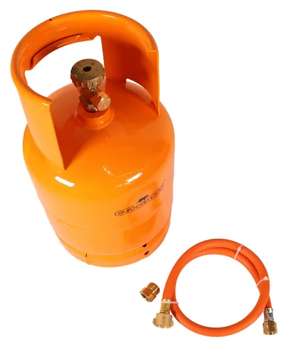 Befüllbare Gasflasche leer 3kg Propan Butan Flasche m. Kragen + Adapter Schlauch