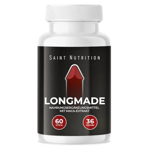 Saint Nutrition® Longmade – Männer Formel mit Maca & L-Arginin - Potenzmittel für Männer – Hochwertige, vegane Kapseln mit Maca und L-Arginin für eine optimale Unterstützung der täglichen Bedürfnisse.