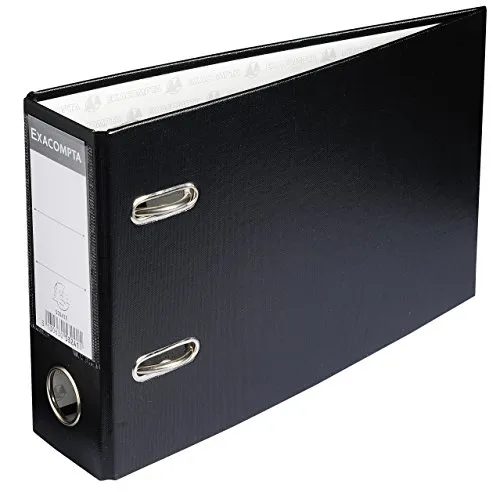 Exacompta 53241E Premium PVC-Ordner. 7 cm breit DIN A5 quer Sonderformat Ringordner Aktenordner Briefordner Büroordner Plastikordner Schlitzordner schwarz