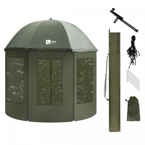 Schirmzelt geschlossen 2,50m Schirmstütze wasserabweisend Angelzelt Zite Fishing