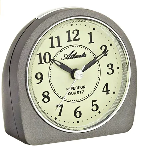 Wecker mit Leuchtzifferblatt Geräuscharm Ohne Ticken Quarz Anthrazit - 1586-4