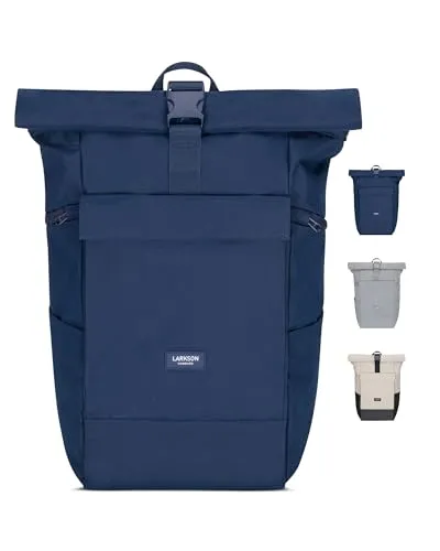 LARKSON Cityrucksack No 4 Large Rolltop - Stylischer Cityrucksack für Damen und Herren mit großem Hauptfach und gepolstertem Laptopfach. Wasserabweisend, ergonomische Träger und umweltfreundlich aus recycelten Materialien.