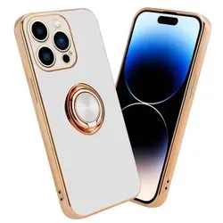 Cadorabo Schutzhülle für Apple iPhone 14 PRO Hülle in Weiß Etui Case Cover Kameraschutz magnetische Autohalterung