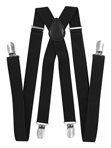 axy Hosenträger für Herren breit 2,5 cm in X-Form mit 4 Hosenträger Clips extra stark längenverstellbar 25mm (Schwarz)