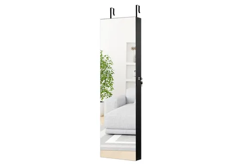 COSTWAY Schmuckschrank mit LED & Spiegel abschließbar, Wandspiegel hängend