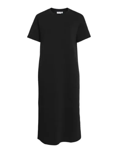 Vila Shirtkleid VISIFFI O-NECK S/S MIDI DRESS schwarz S (36) - Elegantes Shirtkleid mit minimalistischen Rundhalsausschnitt und Kurzarm. Aus atmungsaktivem Materialmix, ideal für den täglichen Komfort und vielseitige Stylingmöglichkeiten.