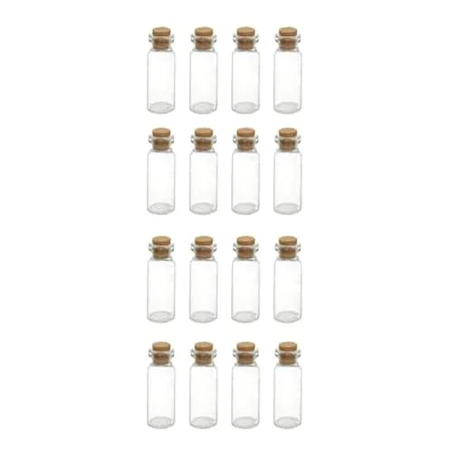 WYAN 16Pcs 10ML kleine Glasflasche,Mini Glasflaschen mit Korken,Luftdichte Flaschen mit Korken,Als Gastgeschenk Hochzeitsdeko Gewürzgläser