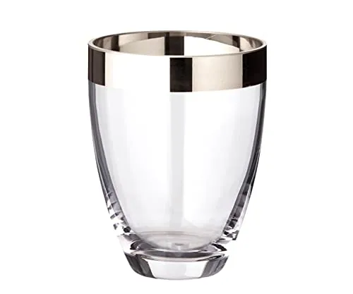 EDZARD Vase Charlotte - Elegante Blumenvase aus Kristallglas mit Platinrand - Kerzenständer und Tischdeko in einem: Diese mundgeblasene Kristallglasvase mit Platinrand ist ein stilvoller Blickfang und perfekt für Tulpen und Rosen.
