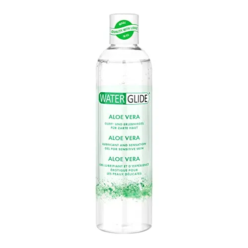 Waterglide Erlebnis- und Gleitgel Aloe Vera für zarte Haus | Gleitmittel auf Wasserbasis | Erholsame Intimmassagen | Vegan | 300 ml Gel Flasche für Sex und Sexspielzeug | Frau und Mann