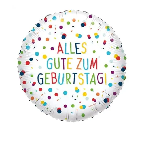 Folienballons * KONFETTI DESIGN * als Deko für Geburtstag und Party | Zahlen von 18-60 | für Luft + Helium | Happy Birthday Luftballons Ballons, Edition: Alles Gute zum Geburtstag