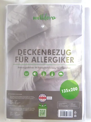 Welldora Milbenbezug Bettdecke 135x200 - Bettwäsche für Allergiker, schützt effektiv vor Milben und sorgt für einen ruhigen Schlaf.