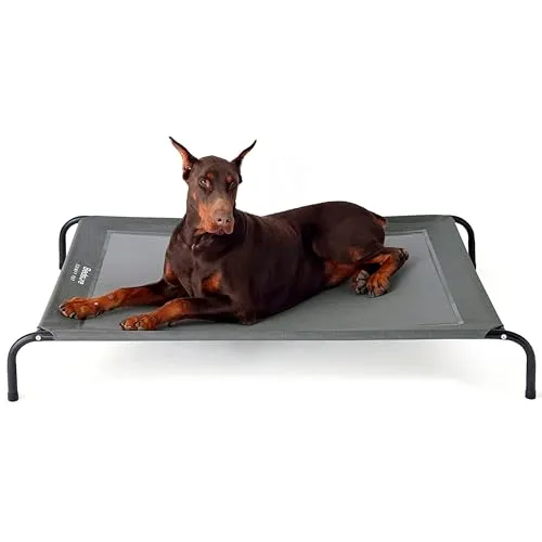 BEDSURE Hundeliege Outdoor Grosse Hunde - Hundeliege grau in und Outdoor Garten, für draußen Camping erhöhtes Hundebett, Größe in L 124x80 cm, höhe in 20 cm