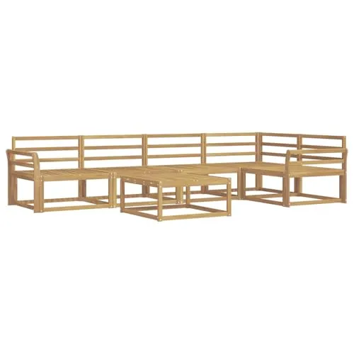 vidaXL Outdoor-Sofagarnitur 6-teilig Weiß 79 x 79 x 37 cm - Stilvolles 6-teiliges Outdoor-Sofa-Set aus massivem Akazienholz, ideal für Gartenpartys oder entspannte Nachmittage. Modular und flexibel gestaltbar, bietet es hohen Komfort und ist pflegeleicht für eine sorgenfreie Nutzung.