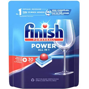 finish POWERBALL POWER ALL IN 1 Spülmaschinentabs 30 St. - Effektives Geschirrspülmittel mit Powerball-Technologie, entfernt hartnäckigen Schmutz und schützt Gläser. Ideal für strahlend sauberes Geschirr, auch bei niedrigen Temperaturen.