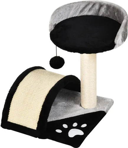 PawHut Kratzbaum Katzenbaum - 35,5 x 37 x 46 cm, mit Sisalseil-Kratzstangen und Spielbällen für Möbel Schutz und endlose Unterhaltung