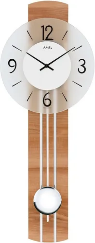 AMS Pendelwanduhr W7263 - Elegante Quarzuhr mit Holzgehäuse, ideal für Esszimmer und Wohnzimmer. Made in Germany, vereint sie zeitloses Design mit präziser Zeitmessung.