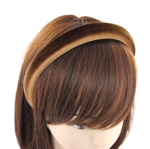 axy Gepolstert Haarreif aus Samt Wunderschön Damen Stirnband Haarschmuck Haarreifen HRK10 (Braun)