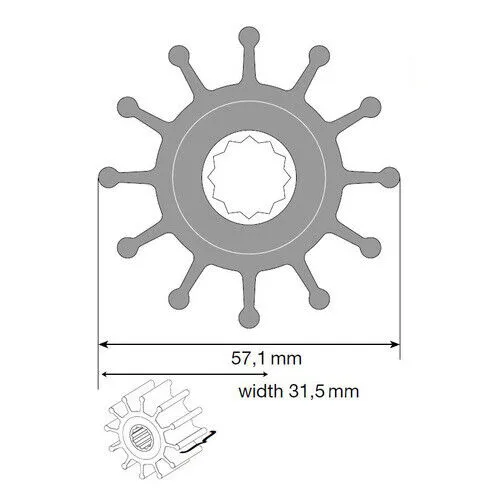 Johnson Impeller für F5 Pumpe, MC97/EPDM 09-1027B-1