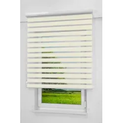 Lysel Outlet Doppelrollo Kassette Perlweiß 100cm x 175cm - Rollos in beige/perlweiß, ideal für Sichtschutz und Raumgestaltung. Mit kindersicherem Seitenzug und einfacher Montage.