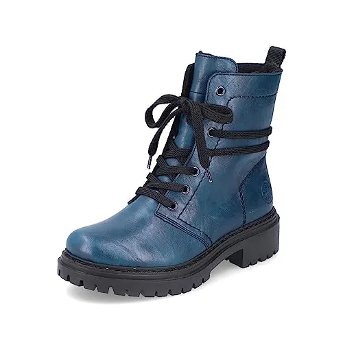 Rieker Damen Schnürstiefeletten 72675 - Wanderschuhe mit schnellem Reißverschluss und bequemem Blockabsatz, ideal für den Übergang und vielseitig kombinierbar.