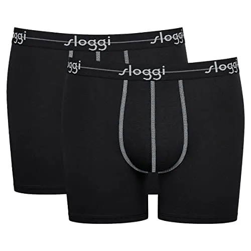 Sloggi Herren Start Short C2P box, BLACK, 4 - Herren-Boxershorts im 2er Pack aus weicher Baumwolle mit elastischem Taillenband für optimalen Tragekomfort und perfekte Passform ohne einzuengen.