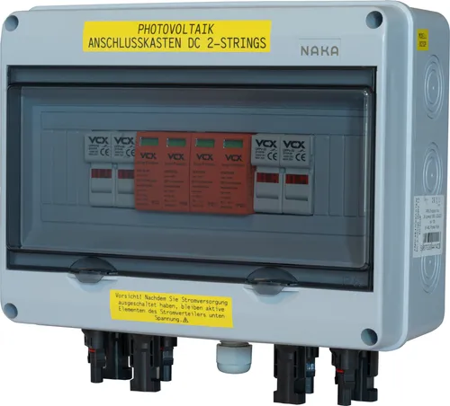 Überspannungsschutz Anschlusskasten DC 2-Strings 1000V T2 - Solarspeicher mit optimalem Schutz für Ihre PV-Anlage. Schnelle Montage, IP65 Wasserschutz und integrierte Blitzschutzsysteme bieten Sicherheit vor Überlastungen.