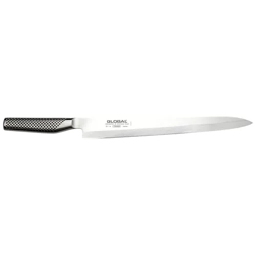 GLOBAL Asiamesser G-14 Yanagi-Sashimi-Schliff 30 cm - Nakirimesser für präzises Schneiden von großen Fischstücken, rostfreie Chromova 18 Klinge und japanischer Schliff sorgen für außergewöhnliche Schärfe und Handhabung.