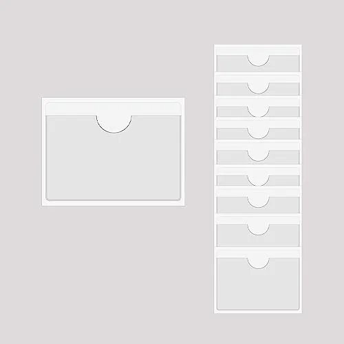 BAIWOAK 10 Stück transparente selbstklebende Taschen, Kunststoff, selbstklebend, Etikettenhalter, Taschenhalter für Karteikarten, Planer, Schränke, Regale (220 x 150 mm)…