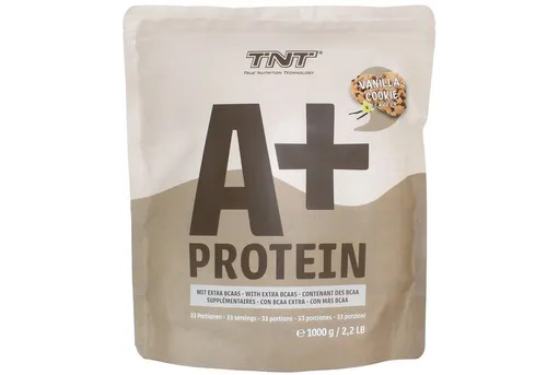 TNT A+ Protein Pulver Vegan (1kg) - Hochwertiger pflanzlicher Protein-Shake - Mehrkomponenten Proteine mit 22,8g Protein pro Portion, ideal für Fitnesssportler. Reich an BCAAs und Leucin, hergestellt in Deutschland für optimale Qualität.
