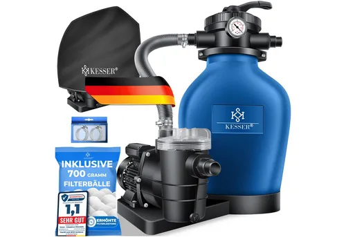 KESSER Sandfilteranlage 700g - Effiziente Filterbälle statt 25kg Sand - Sandfilteranlage für kristallklares Wasser, leicht und effizient mit 700g Filterbällen, ideal für Pools.
